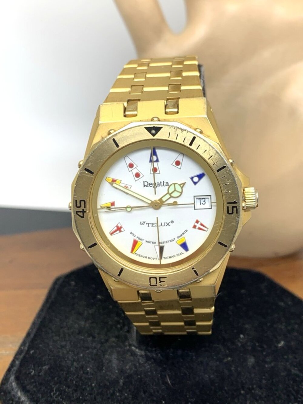 Regatta by Telux Men's Watch Quartz Nautical Flag Gold Stainless Steel 35mm